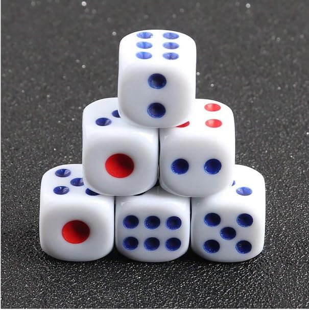 16mm White Dice – Pack of 9 Standard Six-Sided Game Dice