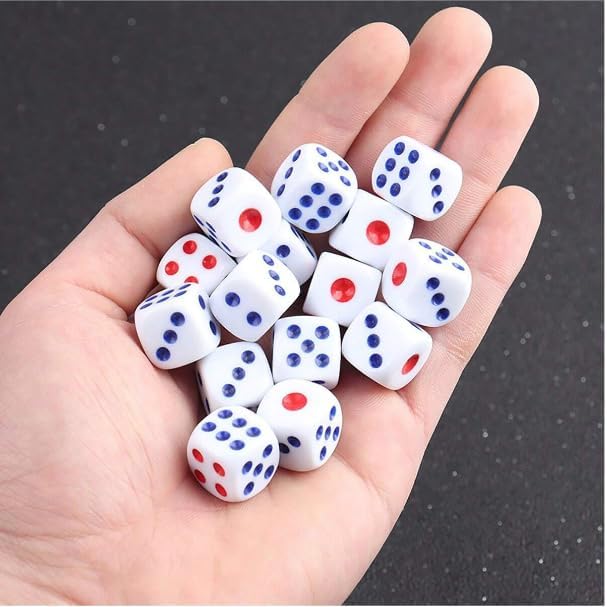 16mm White Dice – Pack of 9 Standard Six-Sided Game Dice