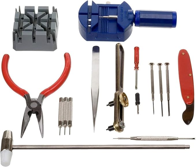 16-Piece Watch Repair Tool Kit – Battery Replacement, Link Removal & Strap Adjustment