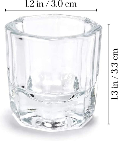 Clear Glass Dappen Dish – Acrylic Nail Art & Eyebrow Tint Mixing Pot | Octagonal Design