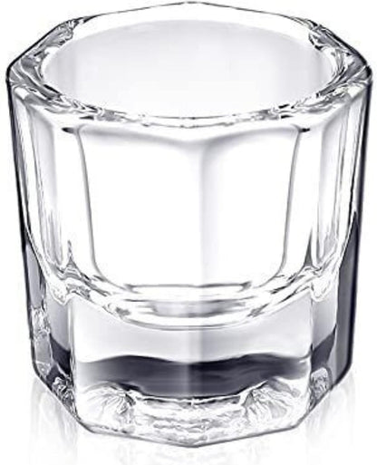 Clear Glass Dappen Dish – Acrylic Nail Art & Eyebrow Tint Mixing Pot | Octagonal Design