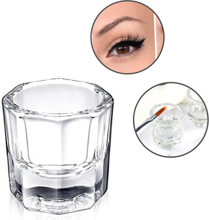 Clear Glass Dappen Dish – Acrylic Nail Art & Eyebrow Tint Mixing Pot | Octagonal Design