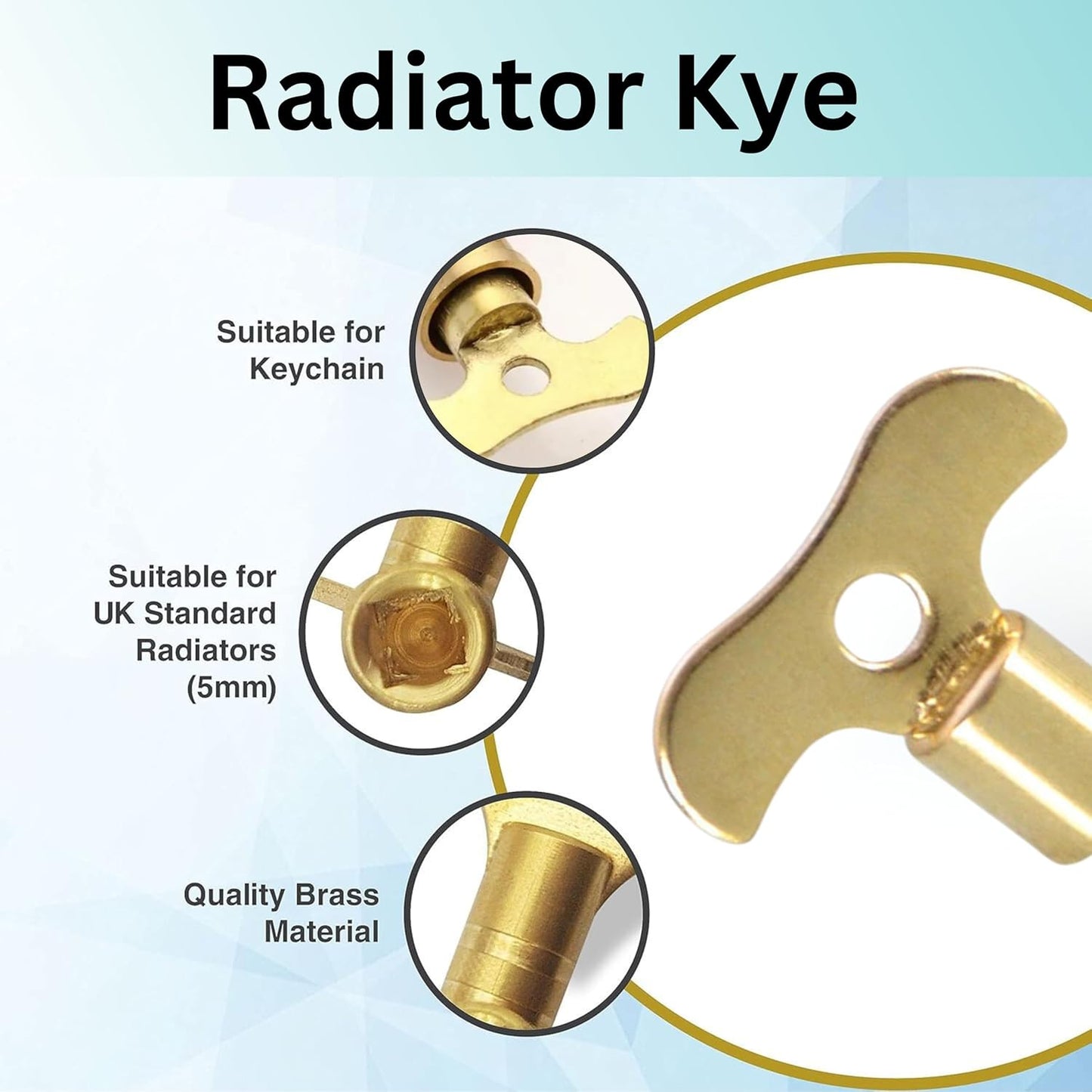 Easigrip Radiator Key – Solid Brass Bleed Valve Key for Easy Use