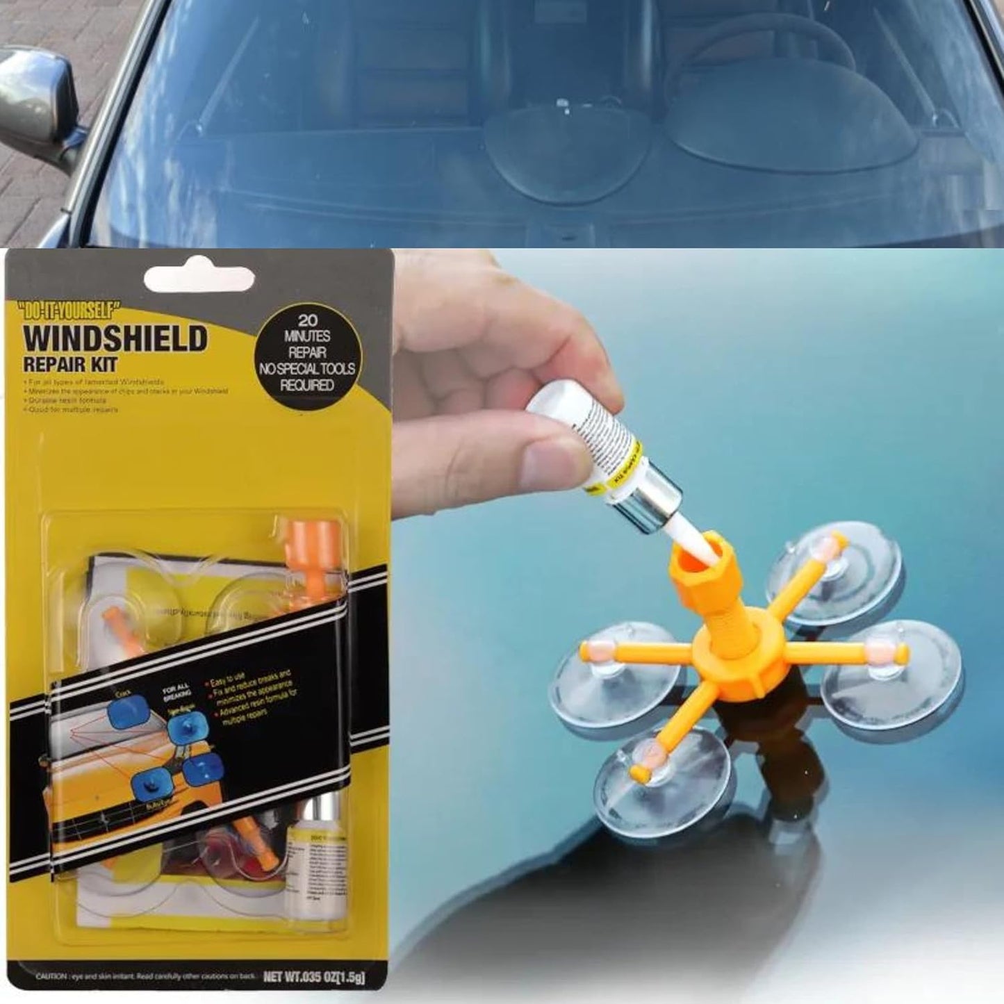Car Windscreen Repair Kit – Fix Chips, Cracks & Bullseye Damage with Ease