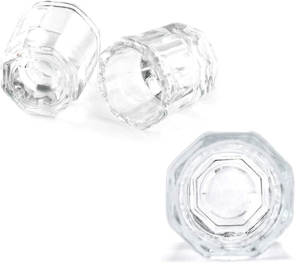 Clear Glass Dappen Dish – Acrylic Nail Art & Eyebrow Tint Mixing Pot | Octagonal Design