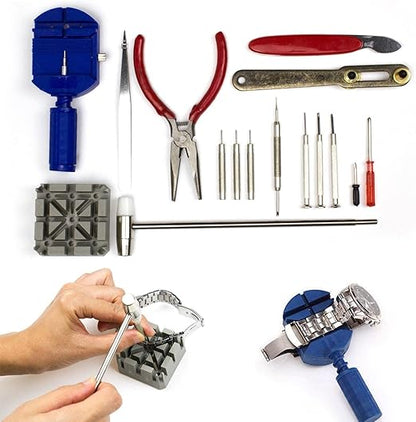 16-Piece Watch Repair Tool Kit – Battery Replacement, Link Removal & Strap Adjustment