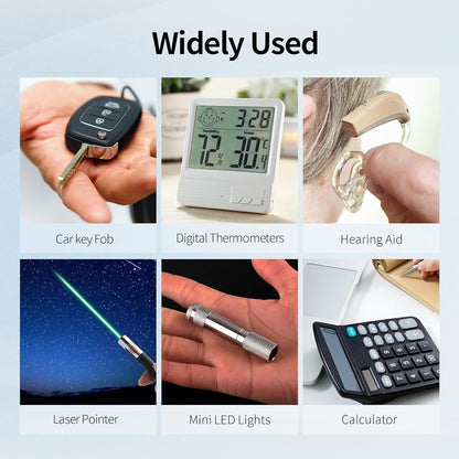 50 Assorted Alkaline Button Cell Batteries – AG1, AG3, AG4, AG10, AG12, AG13 & 377